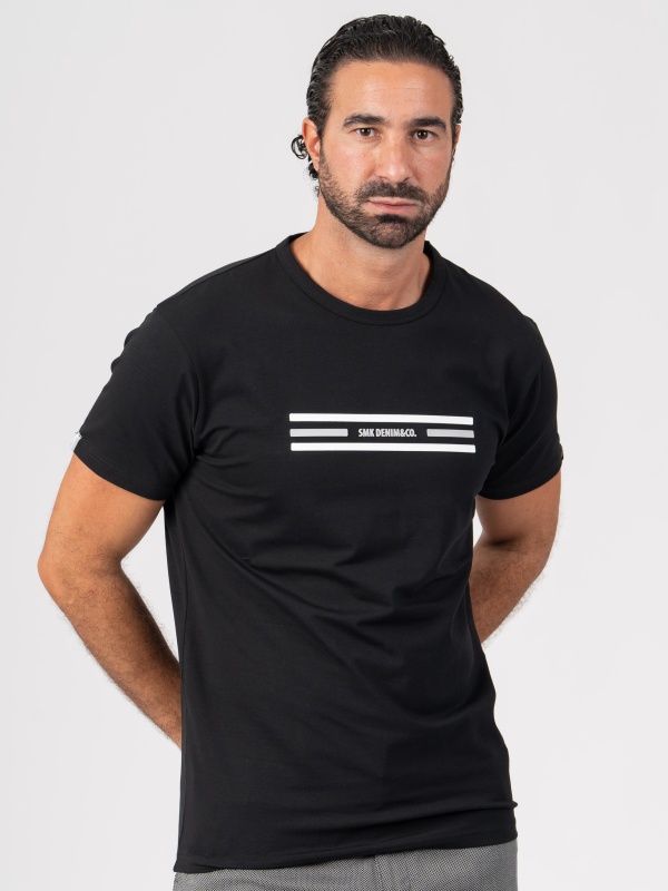 T-SHIRT SMK LISTAS PRETO