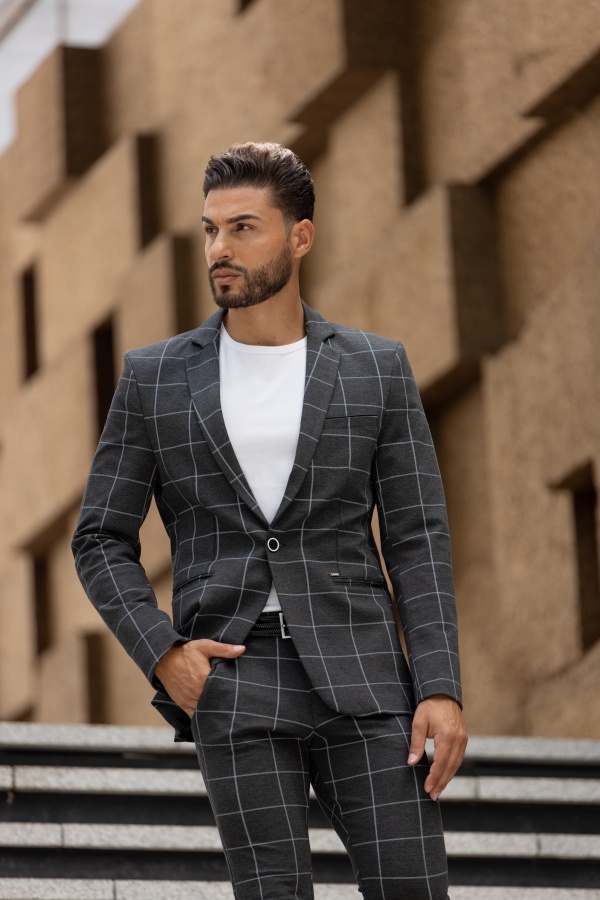 BLAZER SMK GRAY GRID